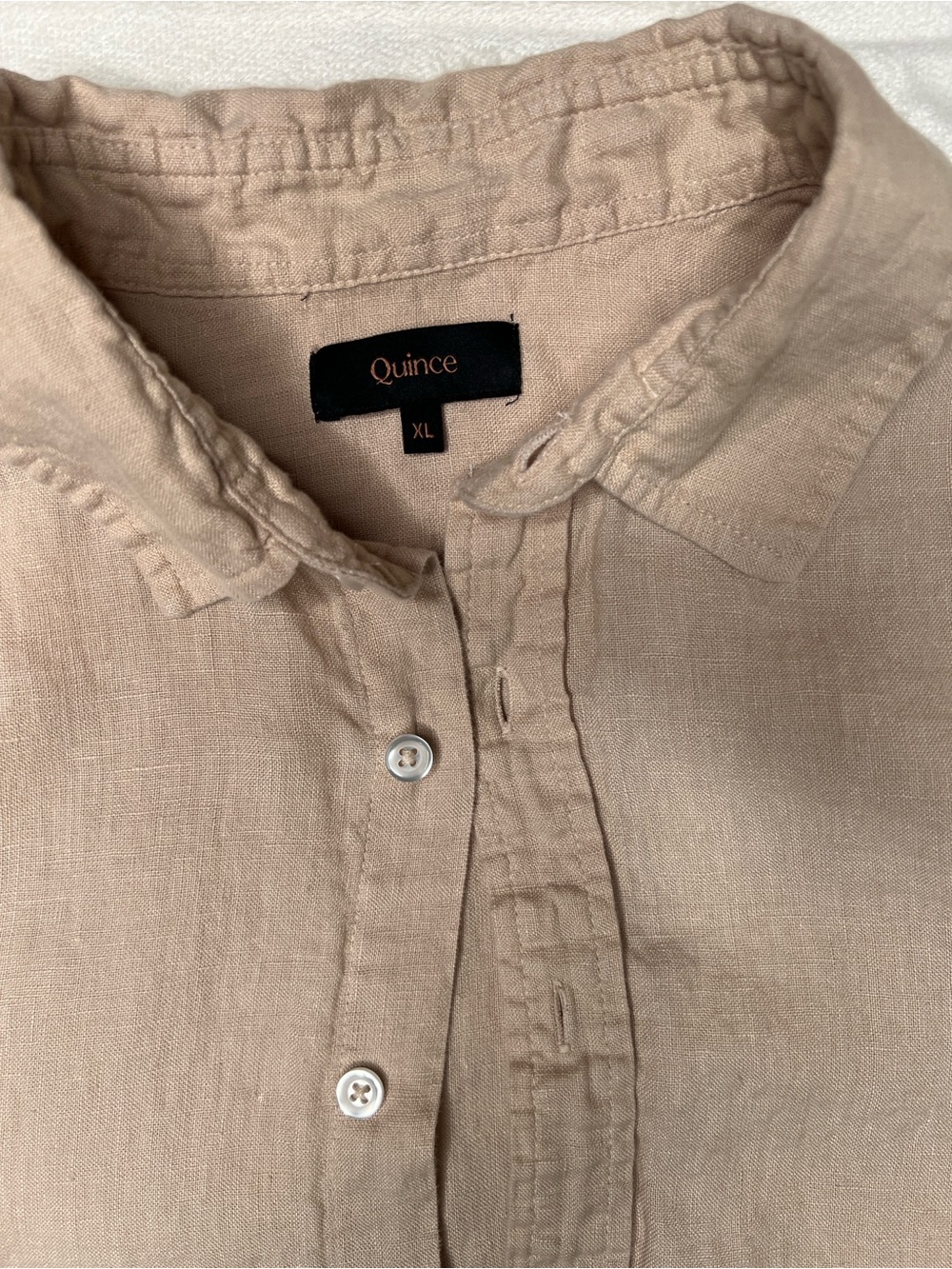 Quince Men's Button-Down Linen Shirt in Taupe